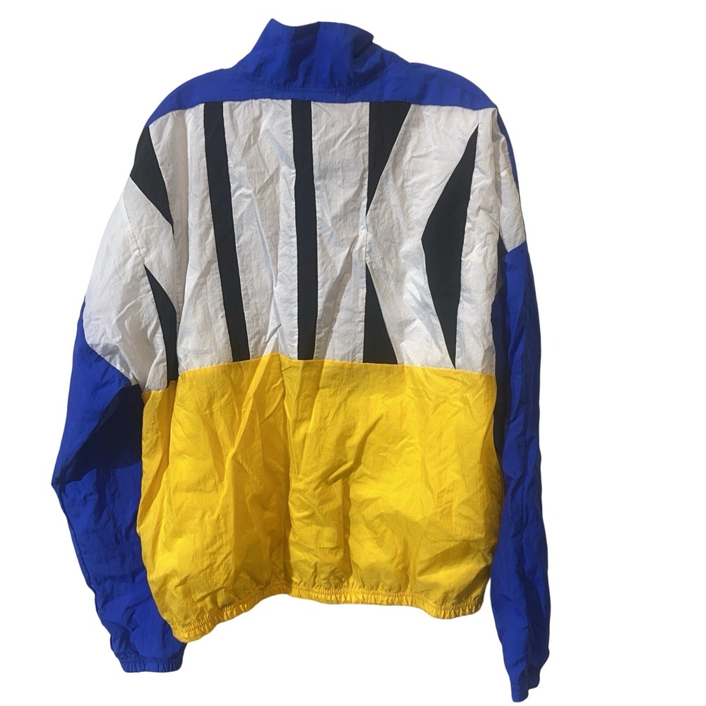 VINTAGE 90s Nike Windbreaker Jacket Mens Sz L Blue Colorblock Big Nike Back Side